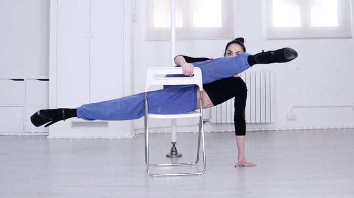 trick lying front split chair dance exotic studio tutorial domino 1